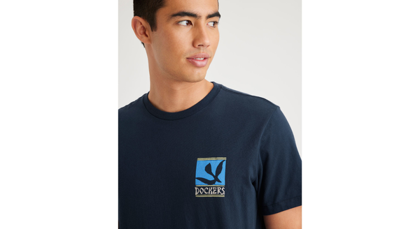 Dockers Bird & Whale Graphic Tee Slim Fit Blue