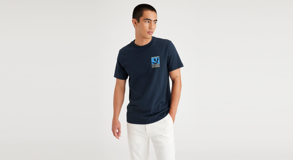 Dockers Bird & Whale Graphic Tee Slim Fit Blue
