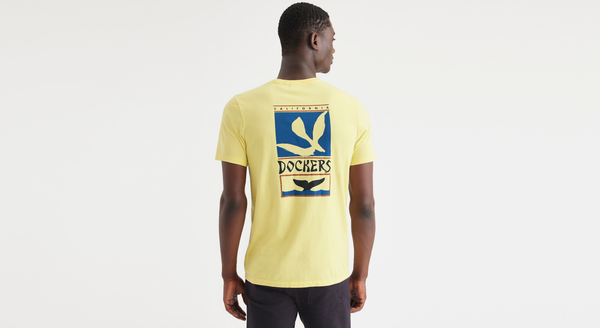 Dockers Bird & Whale Graphic Tee Slim Fit Yellow