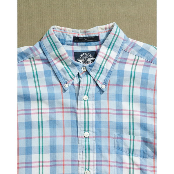 Dockers Blue & Pink Madras Shirt - XL Blue