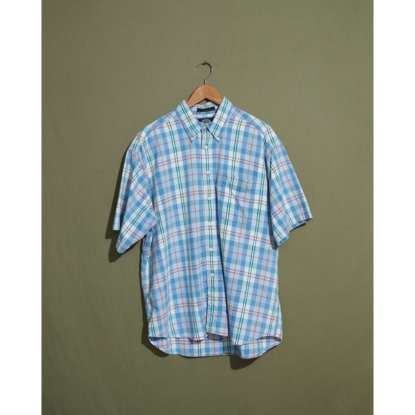 dockers Blue & Pink Madras Shirt - XL Blue