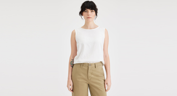 dockers Button Back Tank Slim Fit Lucent White