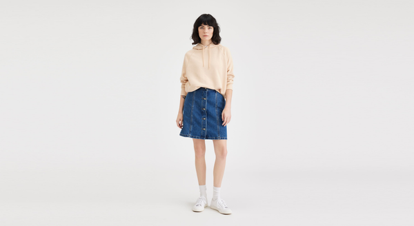 dockers Button Front Mini Skirt Blue