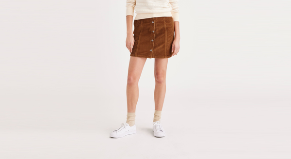 dockers Button Front Mini Skirt Brown