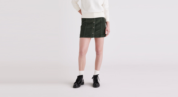 dockers Button Front Mini Skirt Green