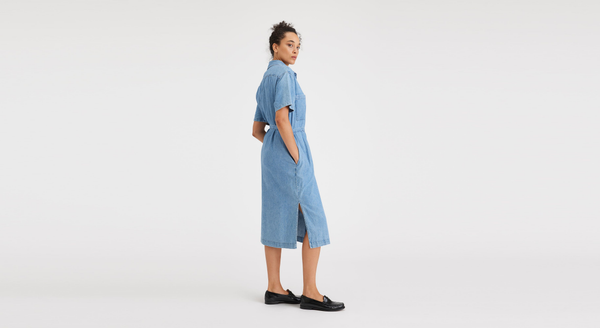 Dockers Buttoned Midi Dress Blue