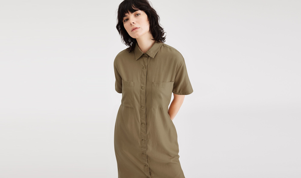 Dockers Buttoned Midi Dress Tan