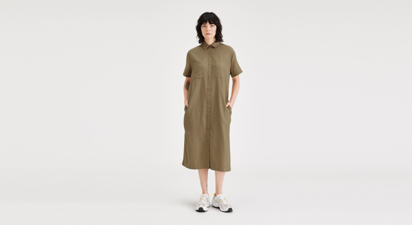 dockers Buttoned Midi Dress Tan