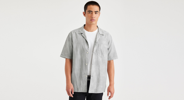 dockers Camp Collar Shirt Regular Fit Grey