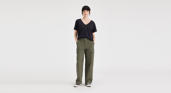 dockers Cargo Pant High Wide Fit Army Green