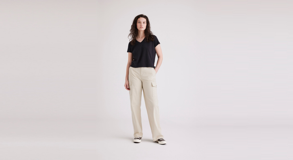 dockers Cargo Pant High Wide Fit Sahara Khaki