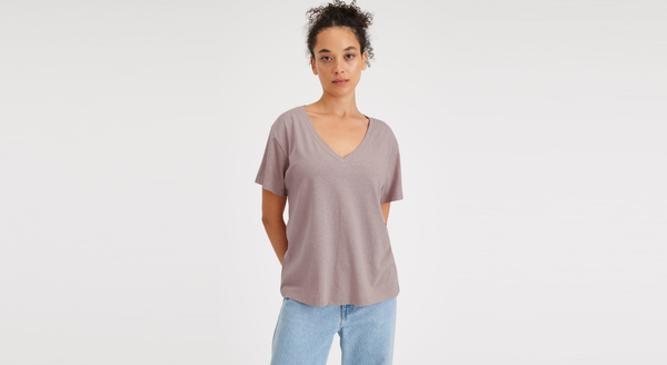 dockers Deep V-Neck Tee Regular Fit Purple