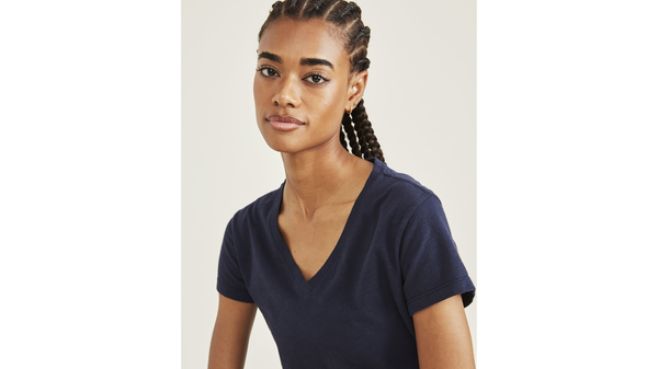 Dockers Favorite V-Neck Tee Shirt Slim Fit Blue