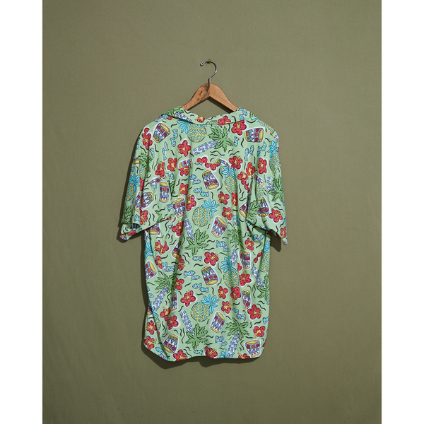 Dockers Green Floral Camp Collar Shirt - M Emerald