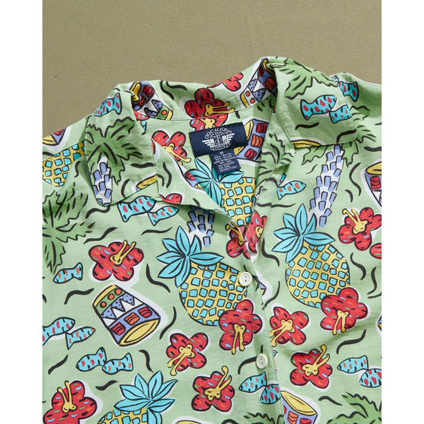 Dockers Green Floral Camp Collar Shirt - M Emerald