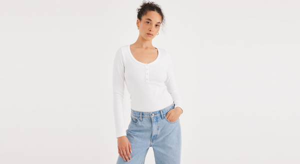 dockers Henley Slim Fit Lucent White