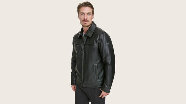 Dockers James Dean Leather Jacket Black