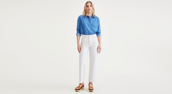 dockers Jean Cut Pants High Straight Fit White