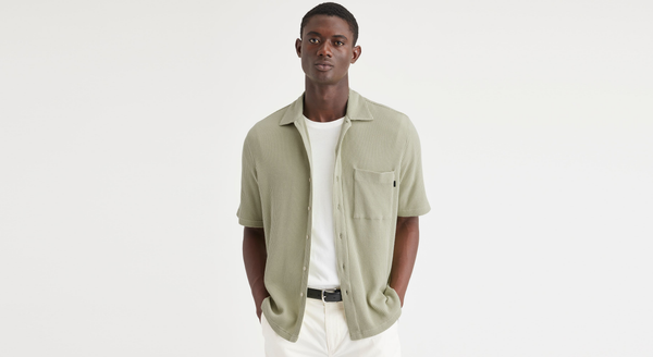 dockers Knit Button Up Regular Fit Green