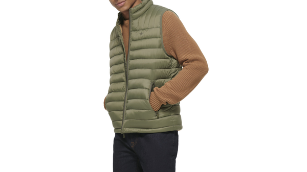 Dockers Lightweight Nylon Packable Vest Green
