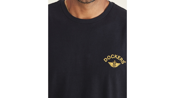 Dockers Logo Tee Slim Fit Black + Wing Anchor