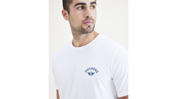 Dockers Logo Tee Slim Fit White + Wing & Anchor