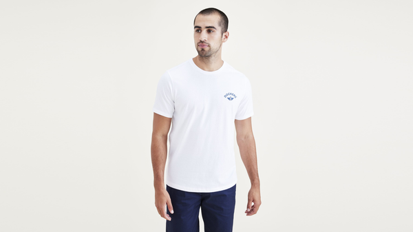 dockers Logo Tee Slim Fit White + Wing & Anchor