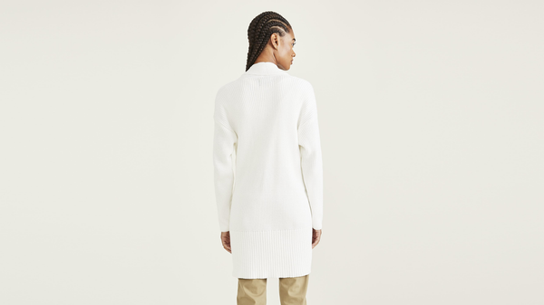 Dockers Long Cardigan Sweater Relaxed Fit White