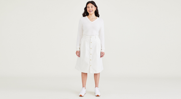 dockers Midi Skirt White