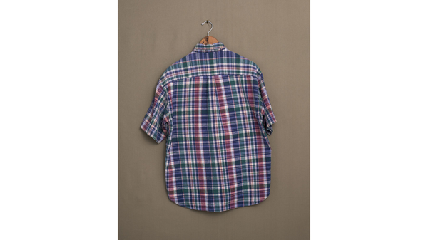 Dockers Navy Plaid Shirt - M Blue