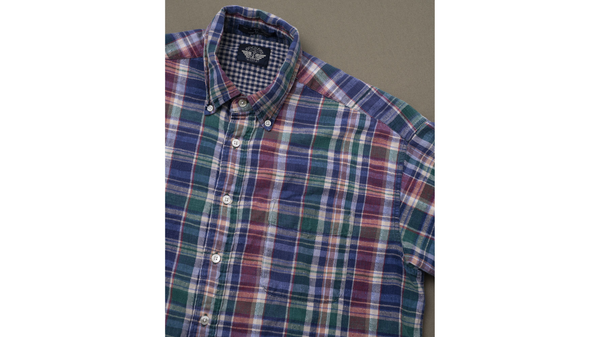 Dockers Navy Plaid Shirt - M Blue