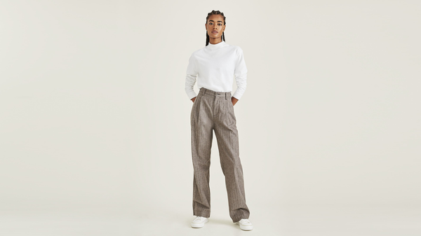 dockers Original Pleated Khakis High Wide Grey