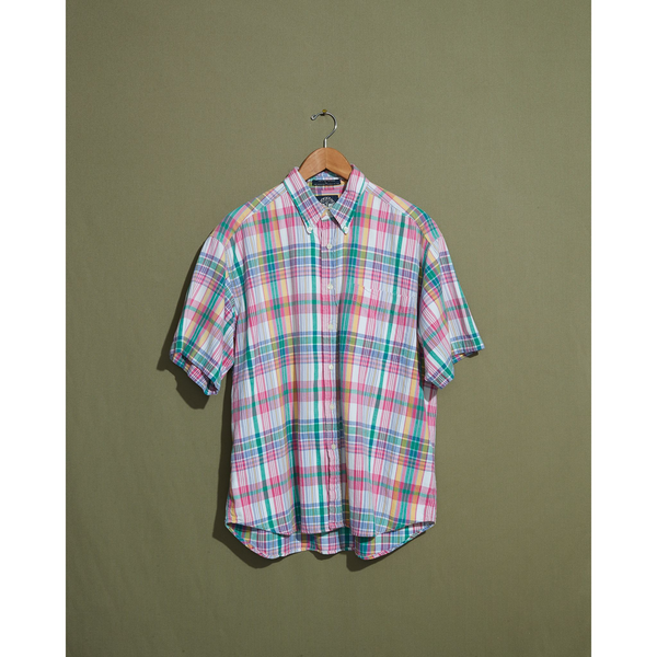 dockers Pink & Green Madras Shirt - L Pink