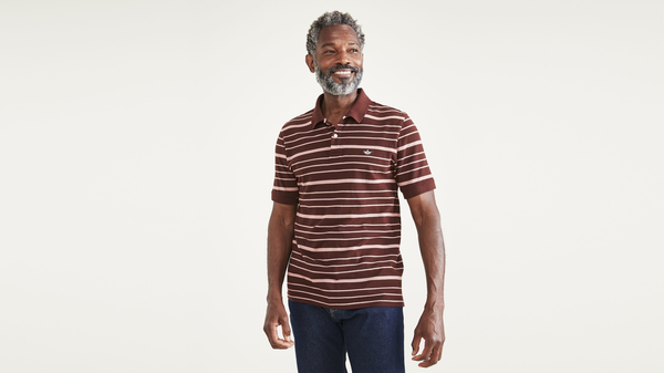 dockers Rib Collar Polo Slim Fit Brown