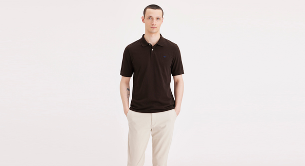 dockers Rib Collar Polo Slim Fit Brown