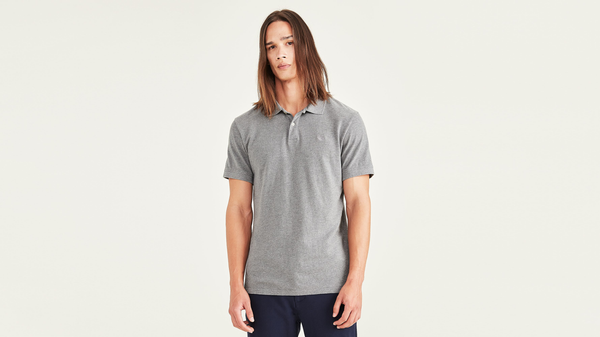 dockers Rib Collar Polo Slim Fit Grey Heather