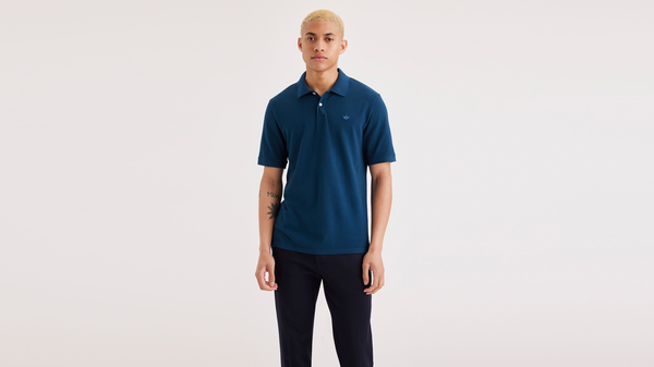 dockers Rib Collar Polo Slim Fit Posiedon Blue