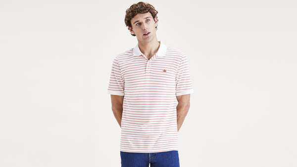dockers Rib Collar Polo Slim Fit White