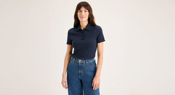dockers Ribbed Polo Slim Fit Blue