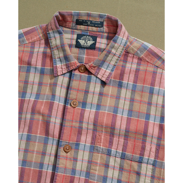 Dockers Rose & Blue Madras Shirt - M Rose