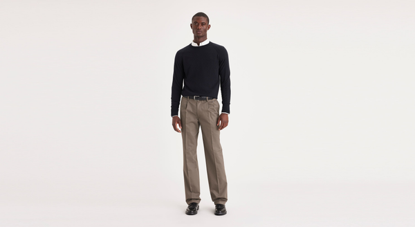 dockers Signature Khakis Pleated Classic Fit Brown
