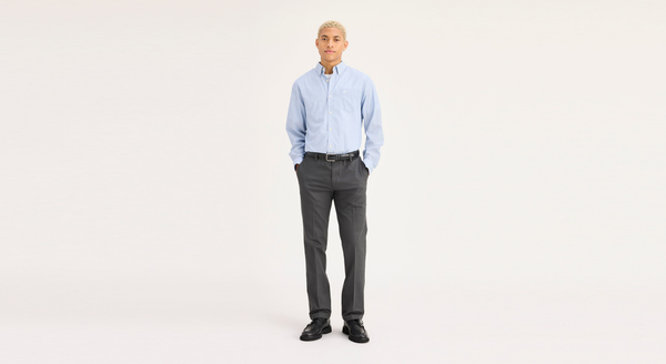 dockers Signature Khakis Straight Fit Grey