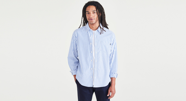 dockers Stretch Oxford Slim Fit (Big and Tall) Blue