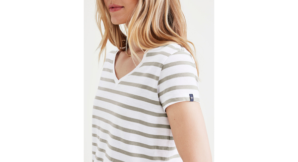 Dockers V-Neck Tee Shirt Slim Fit Green