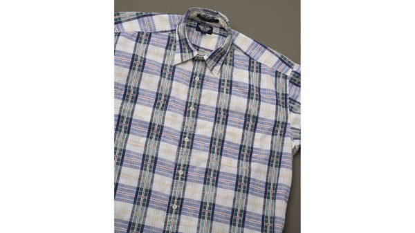 Dockers White & Green Plaid Shirt - M White & Green
