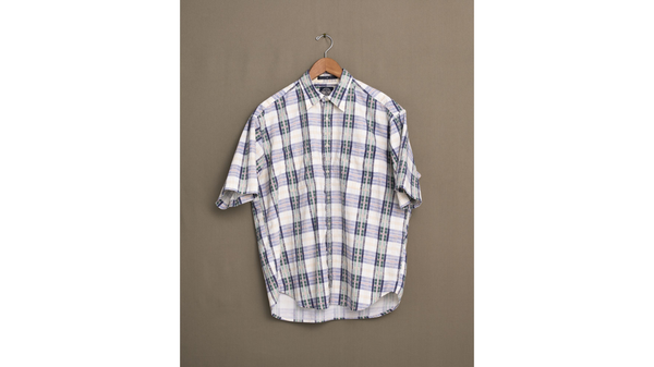 dockers White & Green Plaid Shirt - M White & Green