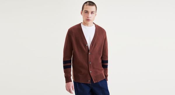 dockers Wool Blend Cardigan: Premium Edition Brown