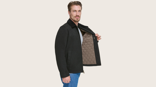 Dockers Wool Blend Shortie W/ Cord Collar Black