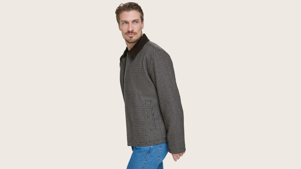 Dockers Wool Blend Shortie W/ Cord Collar Grey