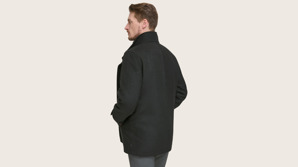 Dockers Wool Blend Walking Coat W/ Bib Black